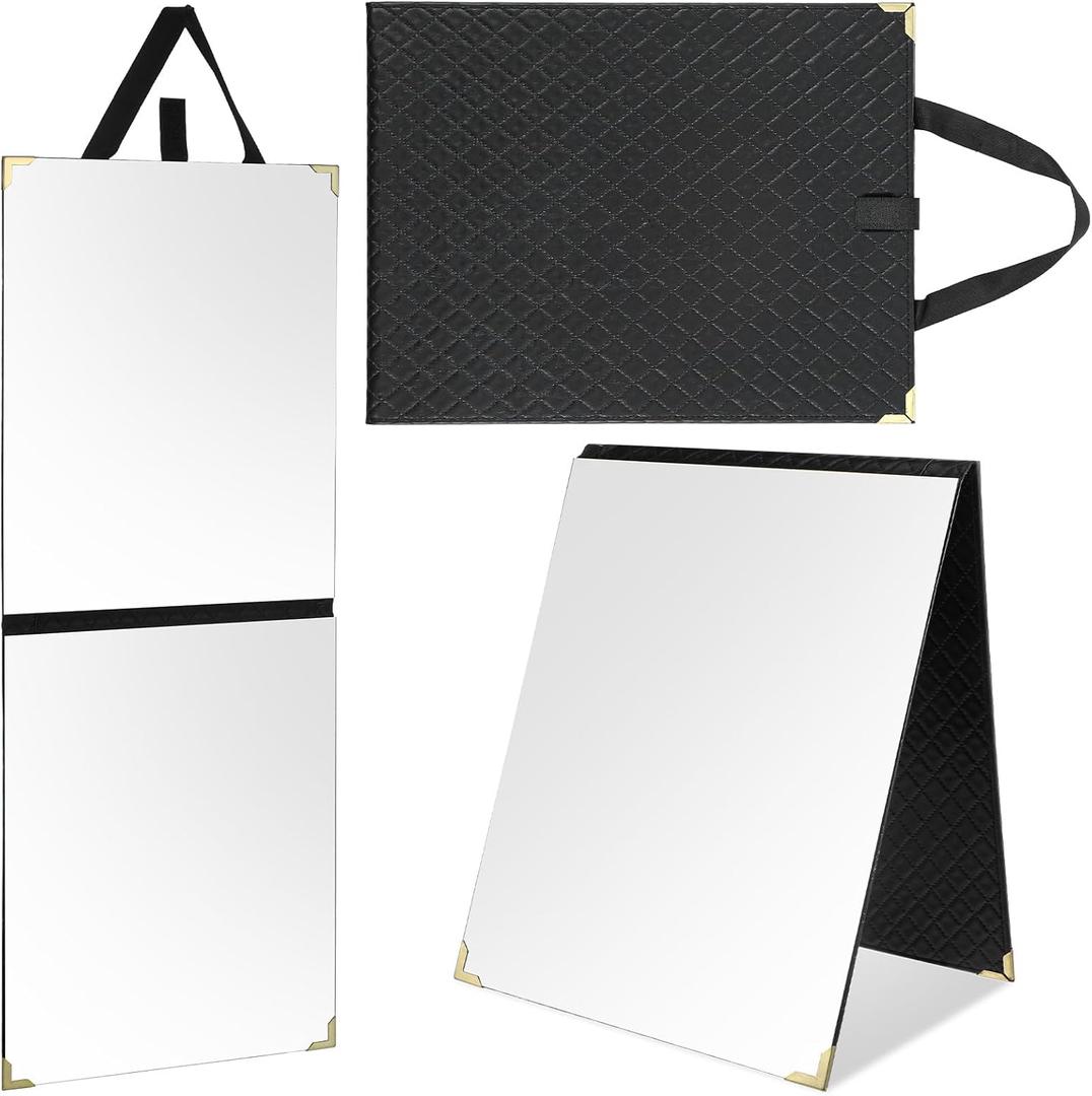 1PC Hanging Mirror with Handle, Makeup Mirror Frameless Travel Hanging Mirrors Foldable Portable Mirrors for Dancers Artists Home Aestheticians Travel Dance Competition Home Fitness Gift
