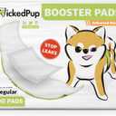 WICKEDPUP Dog Diaper Liners Booster Pads for Male and Female Dogs, 100ct | Disposable Diaper Inserts fit Most Reusable Pet Belly Bands, Wraps, and Washable Period Panties (Regular (100 Count))
