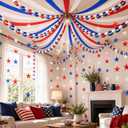 4th of July Party Decorations 492ft Red White Blue Crepe Streamers 300 Sheet Paper Strips Chain 78.7ft Star Garlands for DIY Crafts 250th Anniversary Patriotic Memorial Day Ceiling Decor