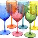Yalin Set of 4 Unbreakable 12 oz Acrylic Plastic Wine and Water Tumbler Stackable Goblets. (Multicolor, 15 oz)