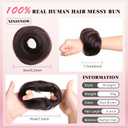 Messy Buns Hair Pieces 100% Human Hair Chignons Scrunchie Elastic Rubber Band Messy Bun Hair Piece Stretchy Fluffy Donut Updo Bun Wig Smooth Hair Bun Extensions for Women Natural Dark Brown