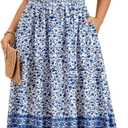 CICIDUDU Plus Size Spaghetti Strap Summer Boho Floral Dress Beach Sleeveless Sundress Smocked Maxi Dress with Pockets 2026, XXL