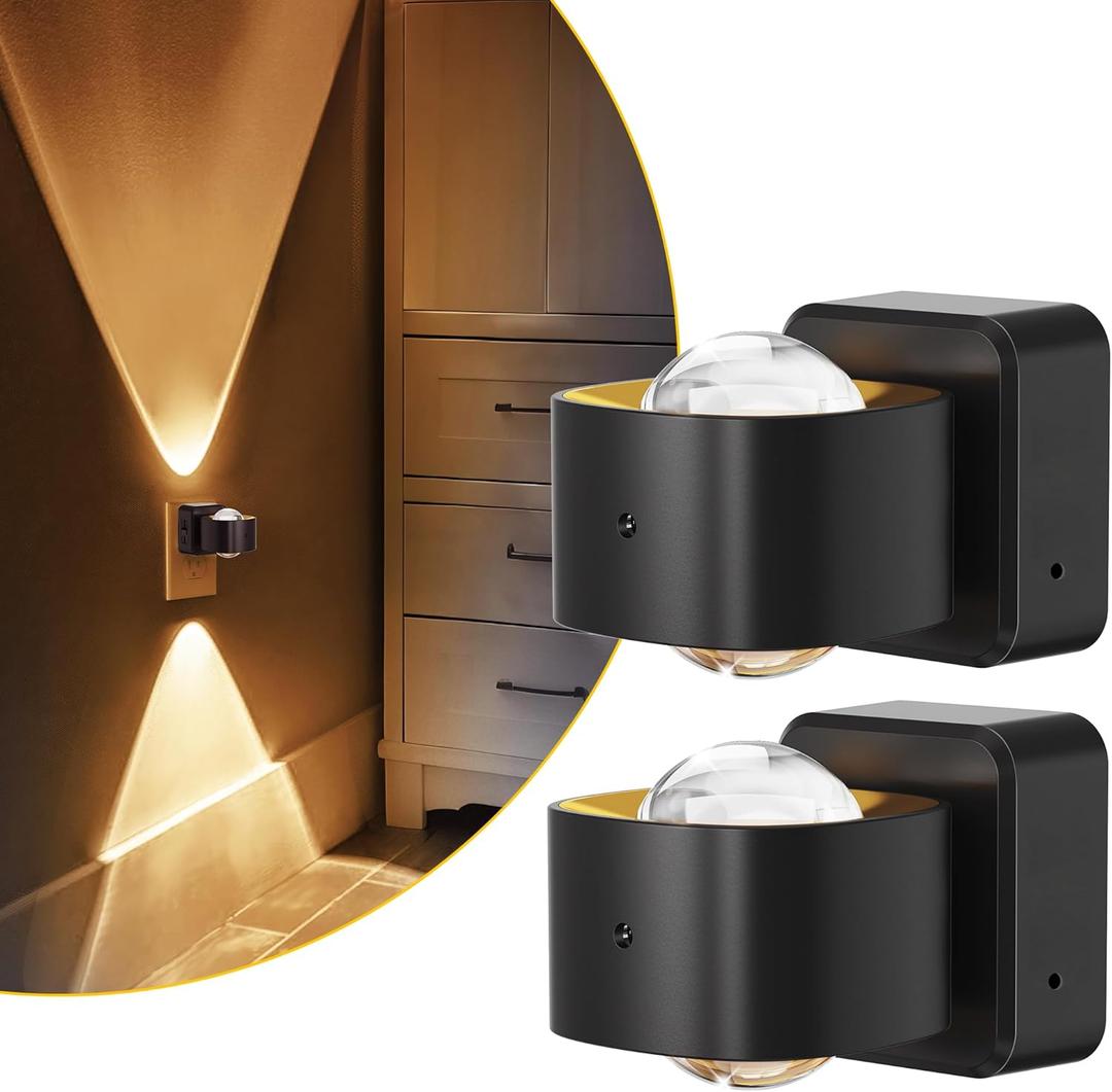 L LOHAS LED Night Light Projector, Night Lights Plug into Wall, Dusk to Dawn Sensor, 180Rotating Nightlight for Kids, 0-150LM Dimmable Soft White Ambient Lighting for Bathroom, Decor, Gifts, 2 Pack