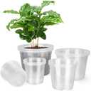HQAUT 10/8/6/5 Inch Large Clear Nursery Pots with Drainage Holes, 16 Pack Gallon Clear Plastic Pots for Plants, Seedling Starter Pot, Garden Plant Pots for Succulents Flowers