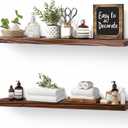 Floating Wall Shelves 2-Pack - 24-Inch Rustic Brown Wooden Shelves for Storage and Dcor, Easy Installation for Living Room, Bedroom, and Kitchen (24x5.8x0.8-Set of 2)