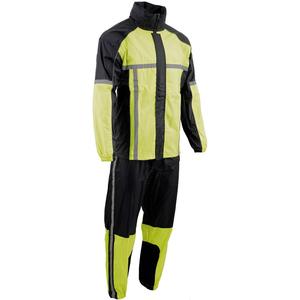 Milwaukee Leather MPM9510 Men's Black Water-Resistant Motorcycle Rain Suit with Hi Vis Reflective Tape (Black, XXXL)