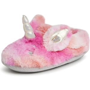Dearfoams Unisex-Child Kids Toddlers Whimsical Animal Critter Washable Slipper (7-8 Toddler, Unicorn)