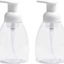 2-Pack Foaming Soap Dispenser Pump Bottles,Foam Hand Soap Dispenser with Refillable Plastic Container for Shampoo for Bathroom & Kitchen-Clear,8 oz(250ml)