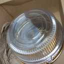 Maxcheck 12 Pack Plastic Serving Platter with Lid, 16 Inch Catering Trays, Heavy Duty Large Gold Serving Party Trays, Elegant Round Banquet for Takeout Food Picnic Spring Outdoor Party Supplies
