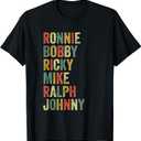 Ronnie Bobby Ricky Mike Ralph Johnny Funny Hip Hop Eighties T-Shirt (Black, XXL)