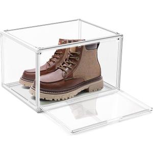 1 Pack Clear Shoe Organizer for Closet Shoes Storage Box for Sneakerheads Plastic Stackable Sneaker Display Case Storage Bins with Lids,Size 14