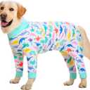 Dog Pajamas Jumpsuit for Medium Large Dogs, Lightweight Dog Pjs Clothes Apparel Onesies, Shirt for Large Size Dogs After Surgery, Full Belly (28 (Chest 26.77'', Back Length 18.11''), White