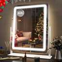 FENNIO Vanity Mirror with Lights 22 Inch- LED Lighted Makeup Mirror,Large Makeup Mirror with Lights,Touch Screen with 3-Color Lighting,Led Mirror Makeup,Dimmable(White, 22"L x 19"W)