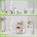 2 Tier Bathroom Organizer and Storage Water Absorbing Stone Bathroom Counter Organizer, Skincare Organizers with Perfume & Makeup (Grey Seven Line)