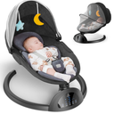 Bimuva Bluetooth Electric Baby Swing and Portable Bouncer with Music Speaker, 5 Sway Speeds, 3 Seat Positions, and Remote Control for Indoor Use, Infants to Toddlers, Boy & Girl