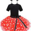 Kid Girls Polka Dots Princess Dress Toddler Ballet Dresses with Headband (3-4T, 0288red)