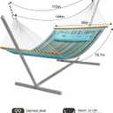CHULIM 12 FT Double Quilted Fabric Hammock with Spreader Bars and Pillow 450 LBS Weight Capacity 2 Person Hammock for Outdoor Patio Backyard Poolside Blue Stripes