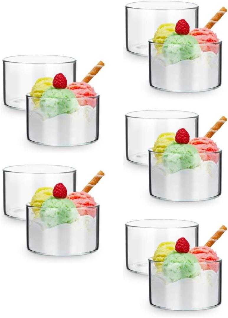Angoily Transparent Yogurt Cups 10 Pack 3.14X3.14X9.25 Inch Multi-Function Glass Dessert Bowls for Pudding Ice Cream Parties Weddings Home Dining