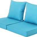 Patio Cushions for Outdoor Furniture, Fade and Weather Resistant Deep Seat and Backrest Cushion Set for Chair Sofa Couch Swing, 19x19 Inch, Teal, Set of 2