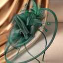 Zinniday Feather Tea Party Fascinator - 2026 Derby Hat with Hairpin, 1920s 50s Hats for Women, 11.81 “x9.84” (Green)