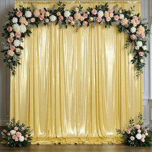 leegleri 10x10ft Thick Gold Glitter Backdrop Curtain Panels for Parties, Wrinkle Free Sequin Sparking Photo Backdrop Drapes, 2 Panels 5x10ft Shimmer Back Drop Cloth for Wedding Birthday Photography