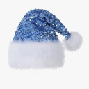 Personalized Sequin Santa Hat for Adults, Blue Glitter Christmas Party Hat, Xmas Halloween New Year Holiday Headwear