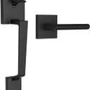 Ohuhu Front Door Handle, Heavy Duty Upgraded Front Door Lock Set Exterior Entry Matte Black Door Handles Single Cylinder Reversible Lever Zinc Alloy Use with Mechanical Electronic Smart Deadbolt Lock