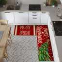 Merry Christmas Kitchen Mat Sets of 2, Winter Merry Bright Xmas Kitchen Rugs and Mats Non Skid Washable Farmhouse Style Decor for Home Kitchen Floor 17x29 and 17x47 Inch DM108