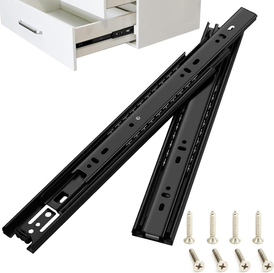 20 Inch Drawer Slides, Soft Self Close Full Extension Ball Bearing Drawer Slides, 3 Fold Full Stretch Side Mount for Custom Storage for Large Items, Extra-Deep Drawers (1 Pair-Black)