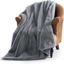 UGG Plush Faux Fur Throw Blanket Reversible Medium Weight Luxury Soft Throw Blankets for Bed or Chair, Hypoallergenic, Machine Washable, Home Decor, 50-inch x 70-inch, Chambray Blue Grey (Euphoria)