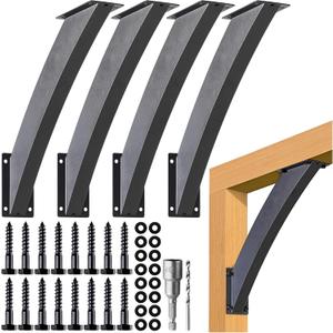 AECXM Heavy Duty 2''x4'' (Actual: 1.5''x3.2'') Arc 45 Angle Support Brackets, for gazebos, Decks, porches, Log Cabins and Other Wood Frame Degree Angle Pergola (4-Bracket)