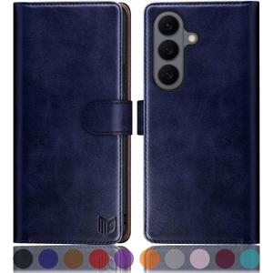 SUANPOT Compatible with Samsung Galaxy S26 Wallet case with RFID Blocking Credit Card Holder,Flip Book PU Leather Protective Cover Women Men for Samsung S26 Phone case Blue