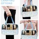 2 x Clear Makeup Bag, TSA-Approved Travel Toiletry Bag for Women Men, 3 Pcs of Carry-On Cosmetic Bag Set, Waterproof Quart Size Organizer Tote Purse Pouch with Handle Zipper Travel Essentials Accessories