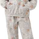 Eutten Camo Sweatsuits for Women Set 2 Piece Camo Hoodies Maple Leaf Print Oversized Sweatshirt Lounge Sets Fall Outfits (Small, Grey)