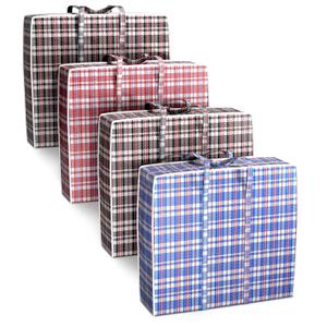 4 Pcs Large Laundry Bag with Handles  Large Moving Bags with Zippers  23.6 x 23.6 x 5.9 In (13 Gallons), Plaid Travel Bags for Clothes, Holiday Travel & Seasonal Storage | Moisture & Dirt Resistant