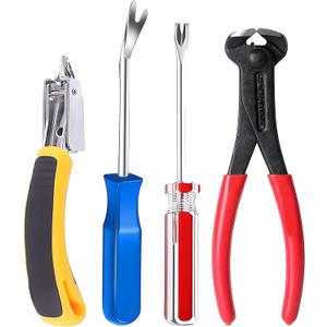 Upholstery Staple Remover Tack Puller Nail Remover Tool Set Nail Puller Plier, Staple Puller, Tack Lifter, Fastener Remover, for Furniture Floor Wall Wooden Case Car Photo Frame (4 pcs)