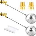 GASHER 2PCS 3/4" 304 Stainless Steel Float Ball Valve with 3/4"G Female x 3/4"NPT Male Adapter, DN20 Adjustable Water Tank Float Ball Valve for Stock Tank Pool Water Level Control