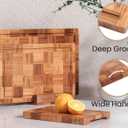 Fibogollo Bamboo Cutting Boards for Kitchen,Chopping Boards Set with Juice Groove,End Grain Bamboo Butcher Block,Serving Board with Holder(3 Pcs)