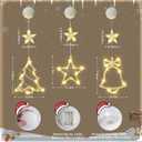 JMEXSUSS Christmas Window Lights Indoor, Christmas Lights Battery Operated with Suction Cup, Jingle Bell & Xmas Tree & Star Hanging Light for Window Wall Holiday Party Decorations