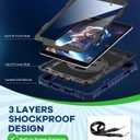 Cantis Case for iPad 9th/8th/7th Generation with Screen Protector, iPad 10.2 Case 2021/2020/2019 with 360 Degree Rotating Stand/Shoulder Strap/Pencil Holder, Navy Blue