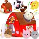 Baby Toys 6-12 Months: Plush Surprise Barn with Stuffed Farm Animals, Rattle, Crinkle Paper, Mirror, Busy Montessori Toys for Babies, Infant, Newborn, Sensory Toys for Toddlers 1-3