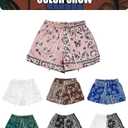 Men's Paisley Shorts Drawstring Bandana Print Casual Workout Athletic Basketball Beach Boxing Summer Shorts (Pink, XS)