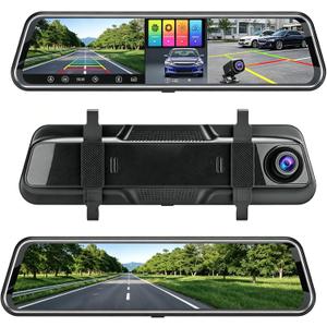 4K Rear View Mirror Dash Camera for Car Security Front and Rear Dash Cam, Dashcam 10 Touch Screen Dual Cameras Car Video Recorder Night Vision G-Sensor Parking Assistance 24H Parking Monitor