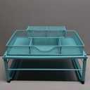 OPNICE Desk Organizers and Accessories, 2-Tier Computer Monitor Stand Riser with Drawer and 2 Pen Holders, Laptop Stand, Office Desk Accessories for Office Supplies, Teal Blue