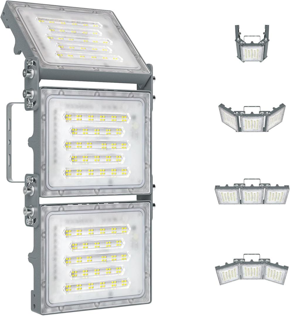 STASUN 480W LED Flood Light, Mini Series Exterior Floodlight, 48000LM 6000K Daylight White, IP66 Waterproof, 3 Adjustable Panels, Outdoor LED Security Lighting for Backyard, Driveway, Parking Lot (1 pack)