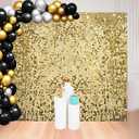 8 x 8 FT Light Gold Shimmer Wall Backdrop for Party Decorations - 64 Pcs Square Sequin Backdrop Panels for Birthday Disco Engagements Graduations Prom Home Decor Party Supplies