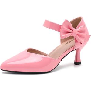 fereshte Women's Pointed Toe Bow Ankle Strap Kitten Heel Pumps, D'Orsay Style Dress Shoes, Size: 11.5