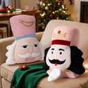 Lanpn Christmas Nutcracker Pillow Set of 2, Christmas Decoration Winter Throw Pillows Soft Cute 3D Shaped Nutcracker Throw Cushion for Sofa Living Room Bedroom Xmas Decor (Pink)