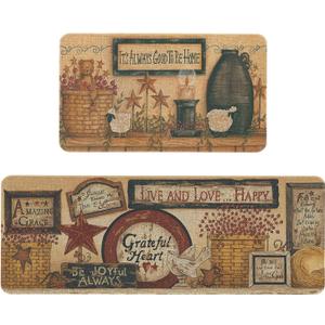 Farmhouse Western Kitchen Rugs and Mats Set of 2, Farmhouse Kitchen Mat Carpet Non-Slip Washable Kitchen Mat for Kitchen Home Decor - 17x29 and 17x47 Inch