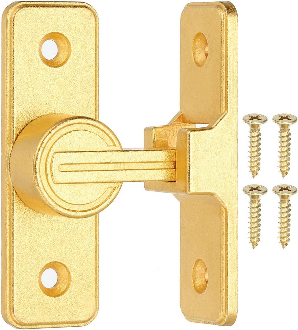 PATIKIL 90 Degree Barn Door Lock, Flip Latches Zinc Alloy Safety Sliding Door Bolt Latch Lock for Garden Garage Bathroom Gate, Gold